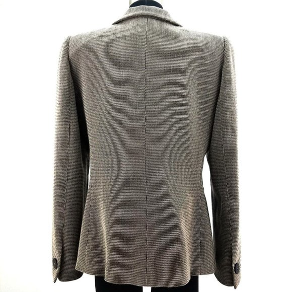Armani Collezioni Wool Tweed Padded Shoulder Blazer Italy Authentic Womens 12 - Picture 2 of 8